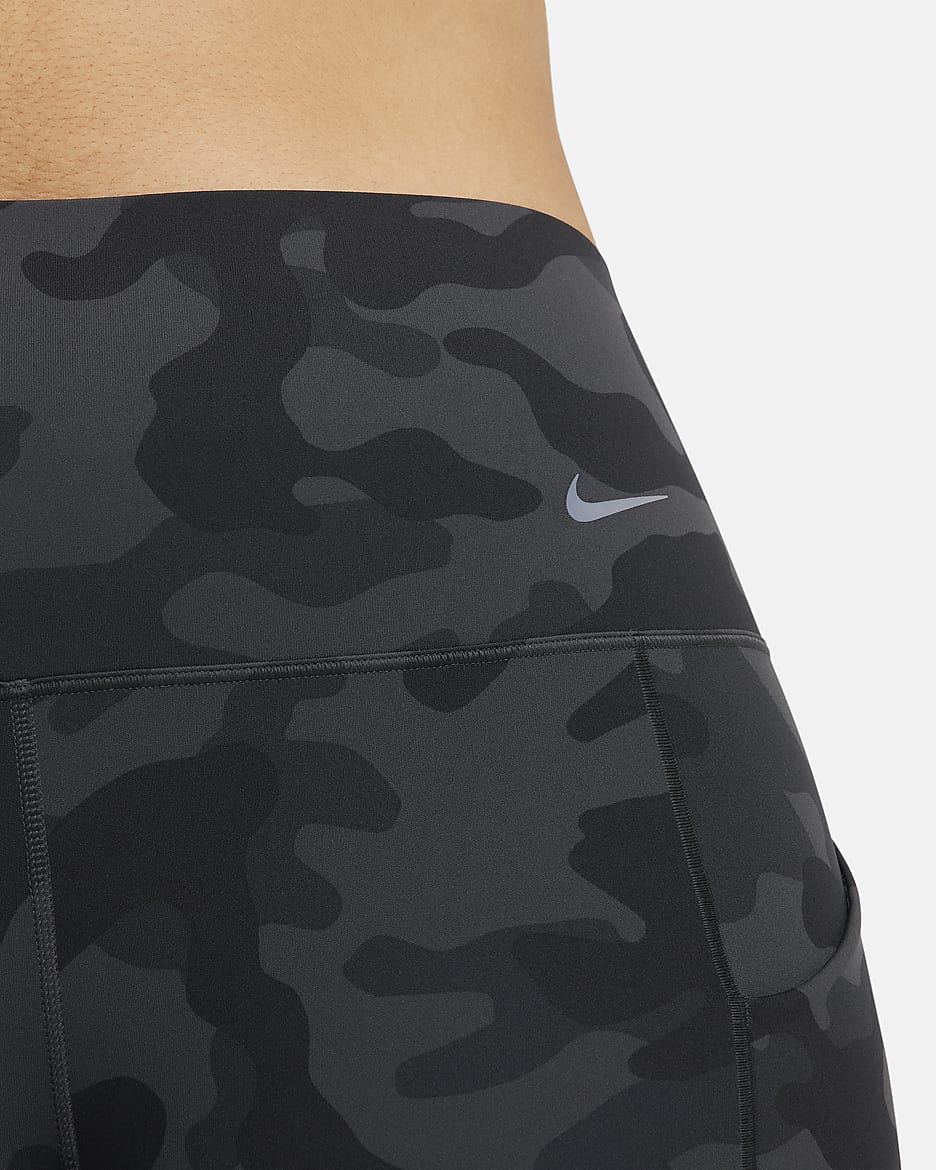 Nike Universa Women s Medium Support High Waisted 8 Camo Biker Shorts with Pockets. Nike